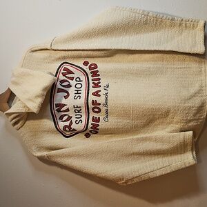 Ron Jon Surf Shop Cocoa Beach Vintage Hoodie Cream Textured Beach Pullover Sz XL